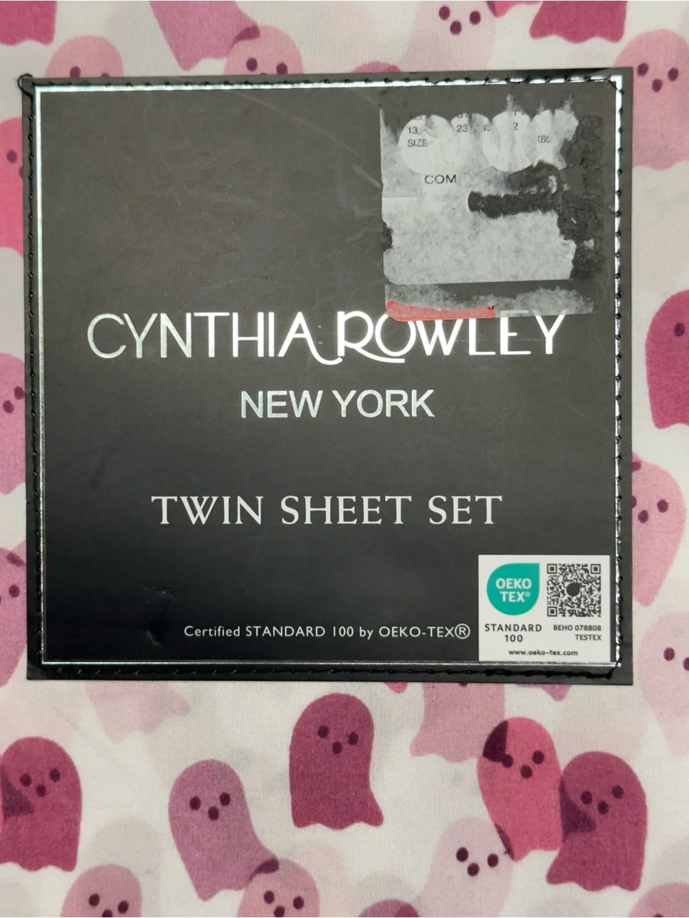Cynthia Rowley Pink Ghost Halloween TWIN 4 pc Ghosts Sheet Set